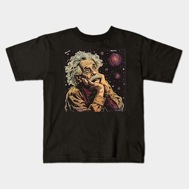 Stellar Contemplation - Einstein Star Gazer Tee Kids T-Shirt by 20th Century Tees